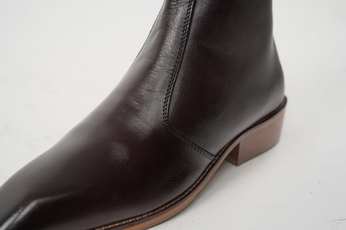 Bourbon Calfskin Chisel Toe Boots
