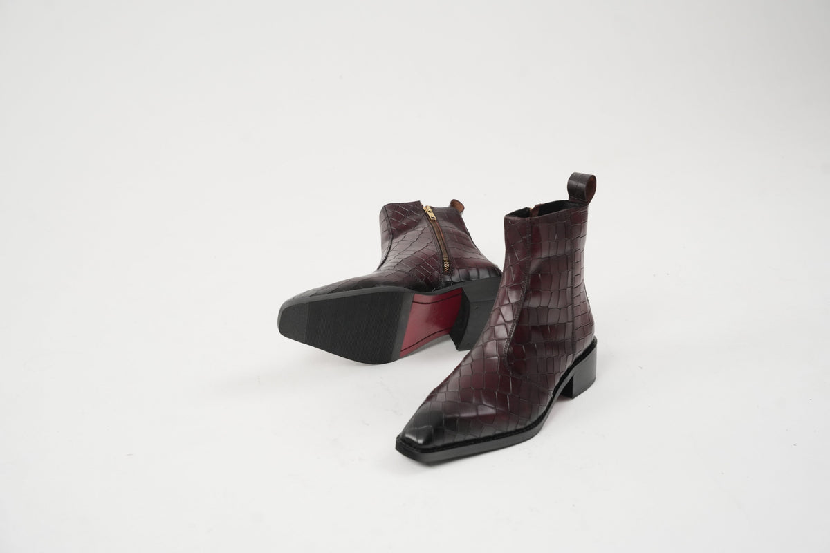 Burgundy Cuvier Chisel Toe Boots